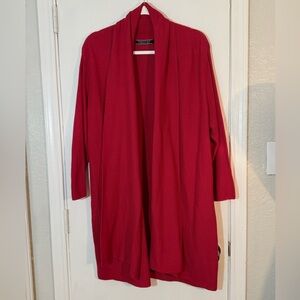 Peruvian Connection Rich Red Open Cardigan Size XL